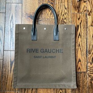 Saint Laurent Rive Gauche Tote Bag in Olive Brown